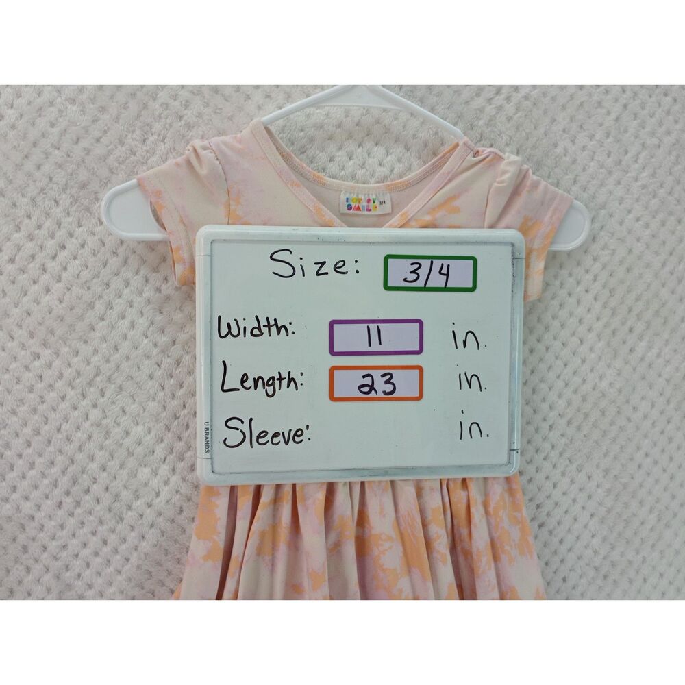Dot Dot Smile Girls 3/4 Coral Tie Dyed Cap Sleeve Twirl Summer Dress - Picture 9 of 10
